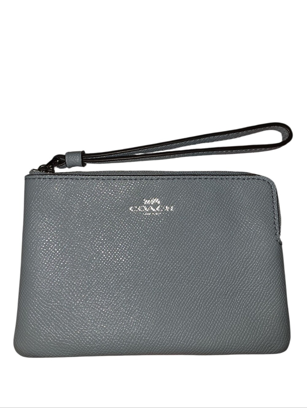 Coach Crossgrain Leather Corner Zip Wristlet.
